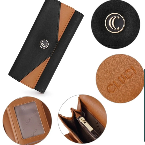 Cluci Mile Large Stylish Wallet. Black/brown NWOT - Picture 4 of 10